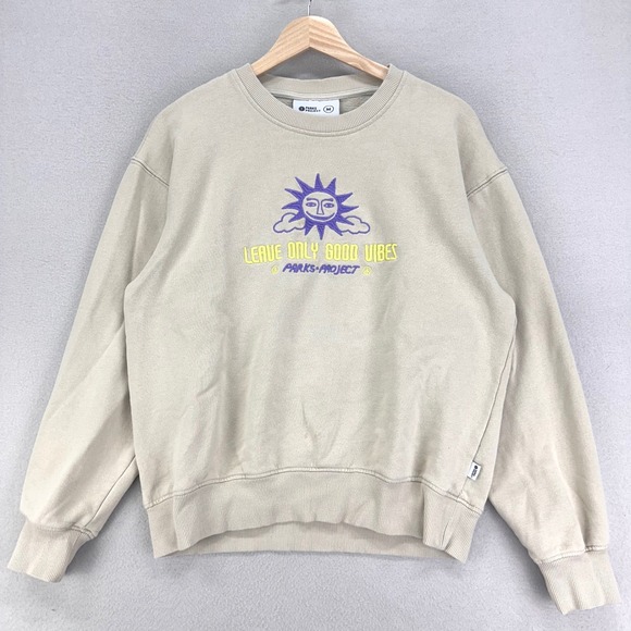 Parks Project Crewneck Sweatshirt Womens M Beige Sun Gorpcore Oversized - Picture 2 of 9